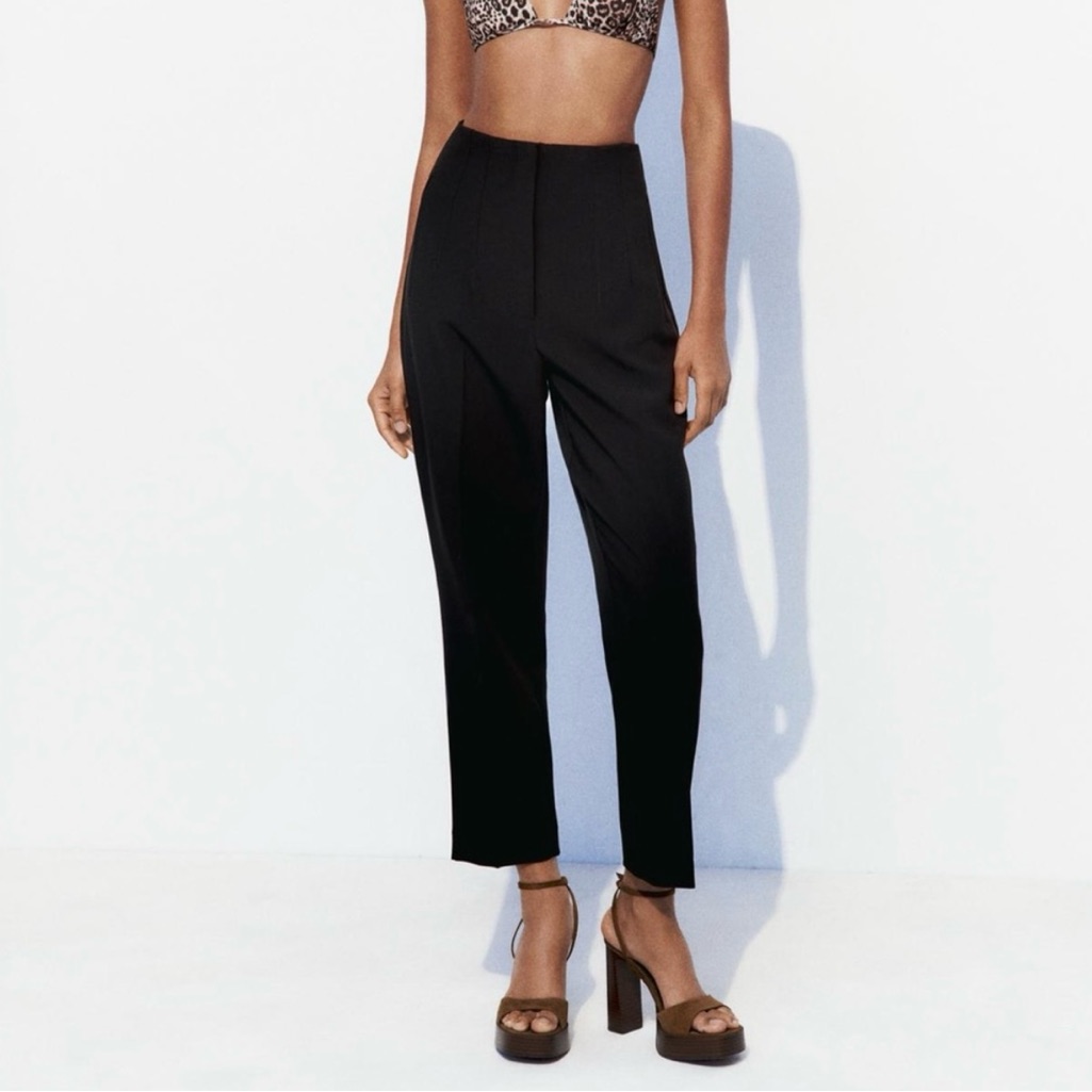 Zara High Wasted Straight Pants - Black